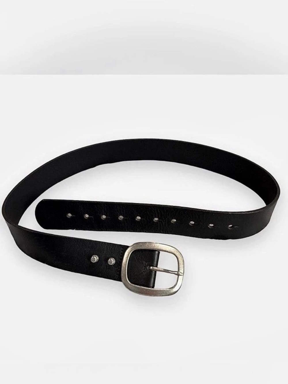 GAP Black Leather Wide Statement Belt Made in Italy Silver Buckle M 40 Y2K Retro